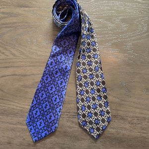 Bundle of 2 Claude Montana 100% Silk Neck Ties Made in Italy